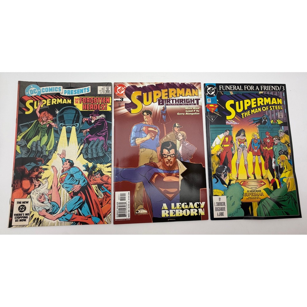 DC Comics Superman Lot DC Presents 77 Man of Steel 20 Birthright 3 Comic Books